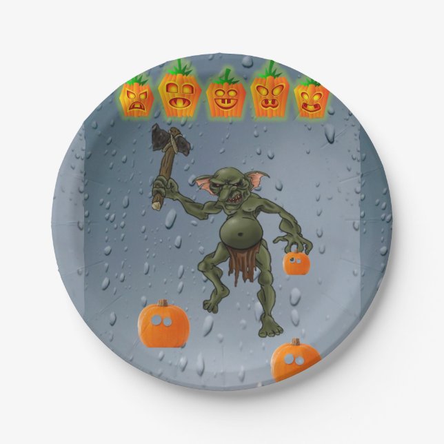 Assiettes En Carton Plaques de papier Halloween, Goblin (Devant)