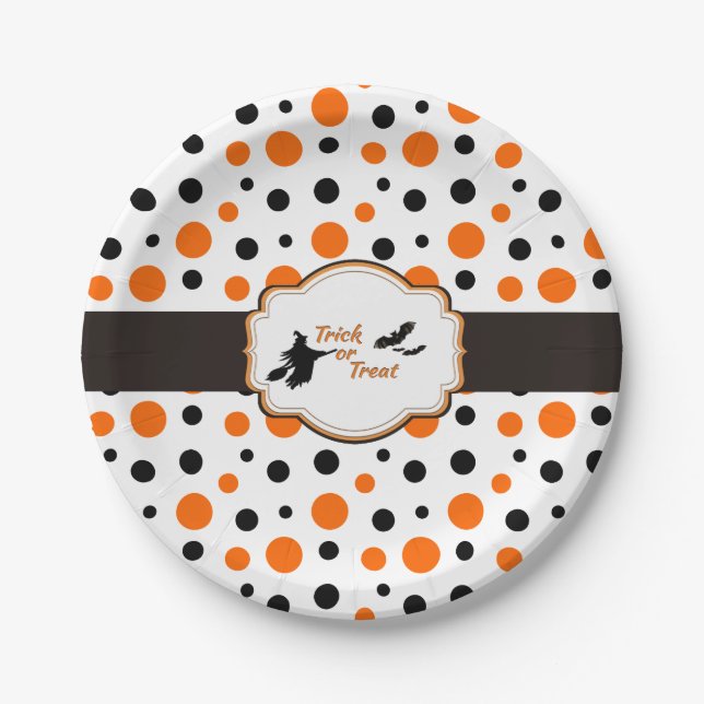 Assiettes En Carton Plaques de papier Hallowen pois 7 po (Devant)