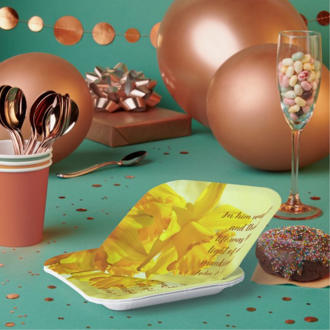 Assiettes En Carton Plaques de papier jonquille Inspirationnelles (Multi)