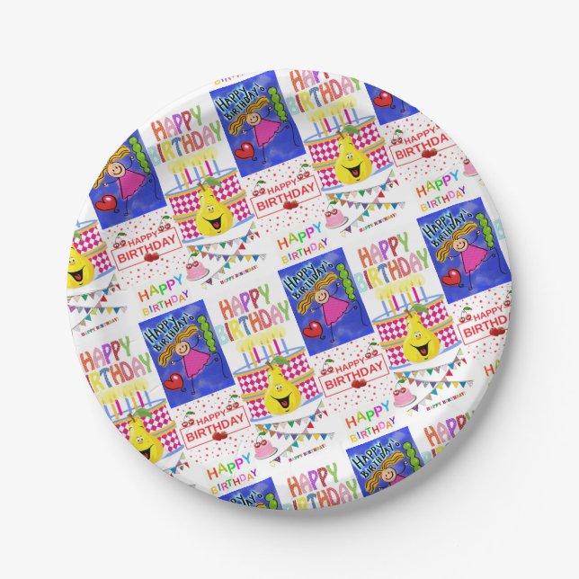 Assiettes En Carton Plaques de papier, Joyeux anniversaire (Devant)