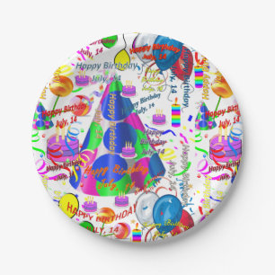 Assiettes En Carton Plaques de papier Juillet, 14 Anniversaire
