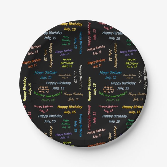 Assiettes En Carton Plaques de papier Juillet, 15 Anniversaire (Devant)