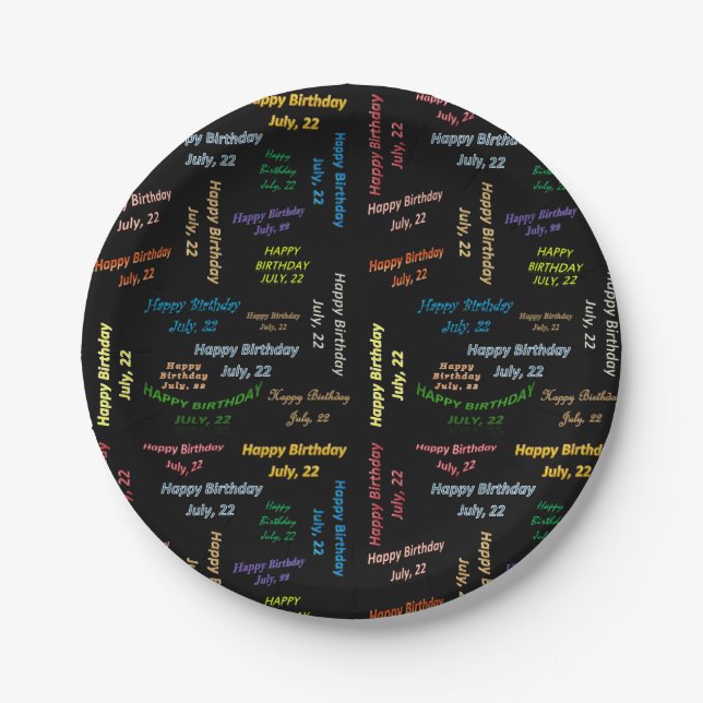 Assiettes En Carton Plaques de papier Juillet, 22 Anniversaire (Devant)