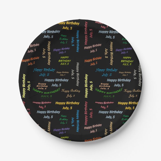 Assiettes En Carton Plaques de papier Juillet, 5 Anniversaire (Devant)