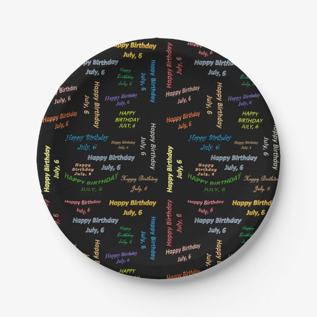 Assiettes En Carton Plaques de papier Juillet, 6 Anniversaire (Devant)