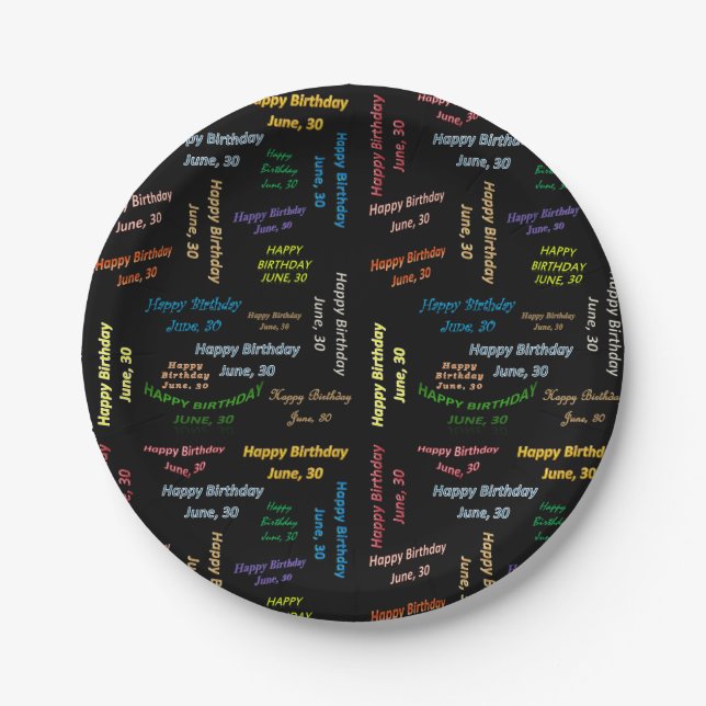 Assiettes En Carton Plaques de papier Juin, 30 Anniversaire (Devant)