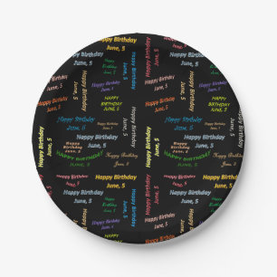 Assiettes En Carton Plaques de papier Juin, 5 Anniversaire