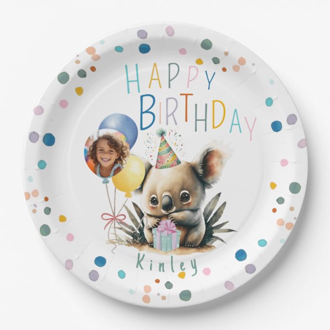 Assiettes En Carton Plaques de papier Koala Birthday (Devant)