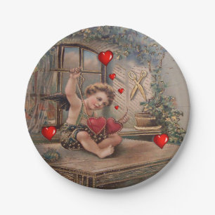 Assiettes En Carton Plaques de papier La Saint-Valentin, Vintage