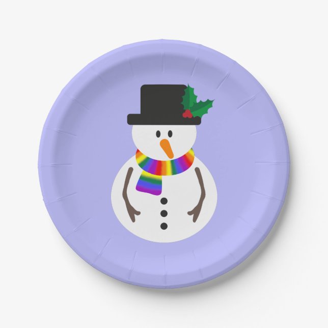 Assiettes En Carton Plaques de papier LGBT+ Pride Snowman (Devant)