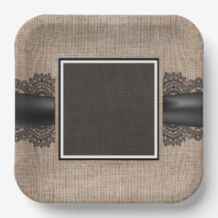 Assiettes En Carton Plaques de papier lin et dentelle