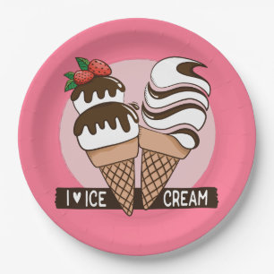 Assiettes En Carton Plaques de papier Lover crème glacée personnalisée
