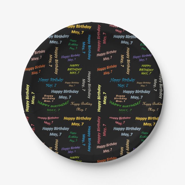 Assiettes En Carton Plaques de papier mai, 7 anniversaire (Devant)