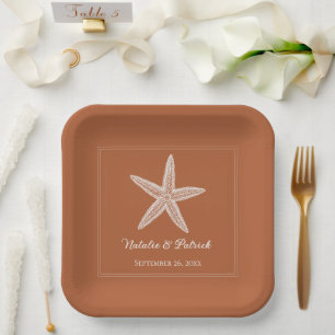Assiettes En Carton Plaques de papier Mariage à écrevisse orange brûlé