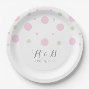 Assiettes En Carton Plaques de papier Mariage Confetti vert rose