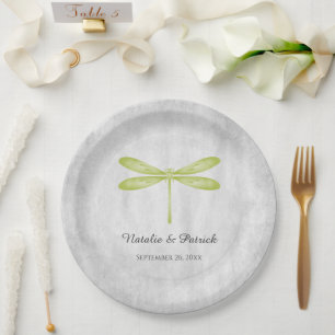Assiettes En Carton Plaques de papier Mariage de libellules vertes