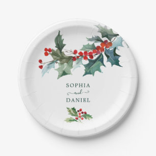 Assiettes En Carton Plaques de papier Mariage Holiday Holly Christmas