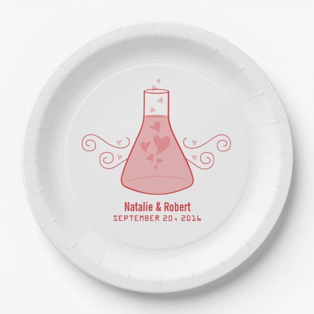 Assiettes En Carton Plaques de papier Mariage Red Sweet Chemistry (Devant)