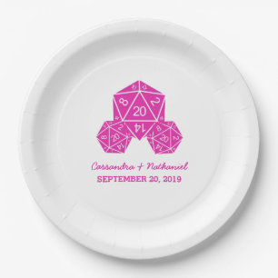 Assiettes En Carton Plaques de papier Mariage rose D20 dés
