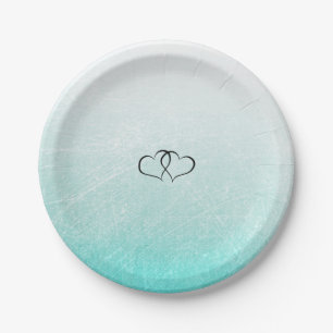 Assiettes En Carton Plaques de papier Mariage turquoise et Black Heart