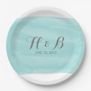 Assiettes En Carton Plaques de papier Mariage Turquoise Watercolor