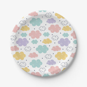 Assiettes En Carton Plaques de papier Motif Cloud Pastel Kawaii