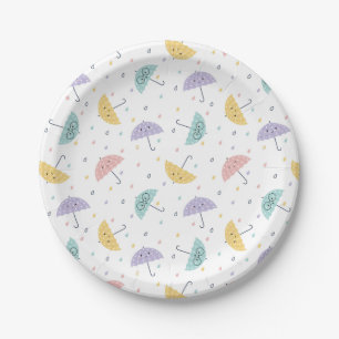 Assiettes En Carton Plaques de papier Motif parapluie Kawaii Pastel
