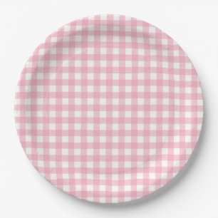Assiettes En Carton Plaques de papier Motif Pink & White Checkerboard