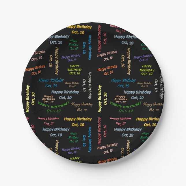 Assiettes En Carton Plaques de papier Octobre, 10 Anniversaire (Devant)