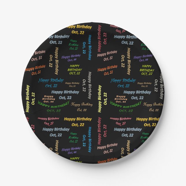 Assiettes En Carton Plaques de papier Octobre, 22 Anniversaire (Devant)