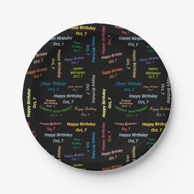 Assiettes En Carton Plaques de papier Octobre, 7 Anniversaire (Devant)