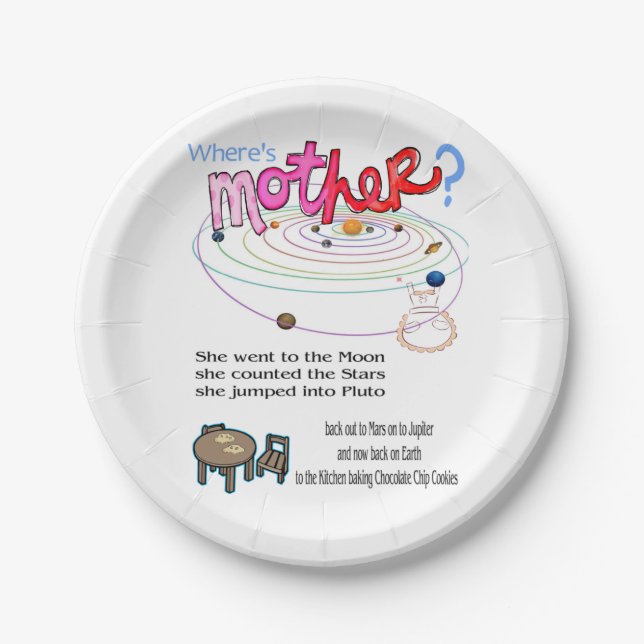 Assiettes En Carton Plaques de papier Où est Mère ? (Devant)