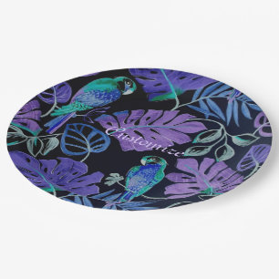 Assiettes En Carton Plaques de papier paradis de perroquets tropicaux