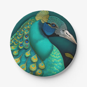 Assiettes En Carton Plaques de papier Peacock turquoises