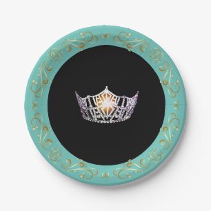 Assiettes En Carton Plaques de papier peint en argent de Miss America