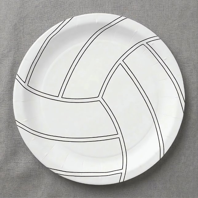 Assiettes En Carton Plaques de papier personnalisables Volleyball (Volleyball paper plate for volleyball themed parties and events.)