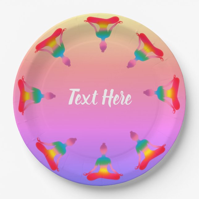 Assiettes En Carton Plaques de papier personnalisées de Yoga Party (Devant)