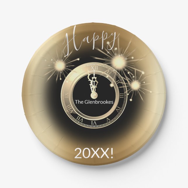 Assiettes En Carton Plaques de papier personnalisées du Nouvel An (Devant)