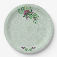 Plaques de papier personnalisées Mint Green Damask