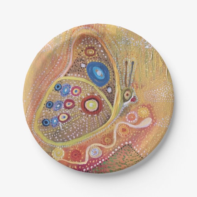 Assiettes En Carton Plaques de papier personnalisées Peinture papillon (Devant)