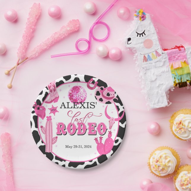 Assiettes En Carton Plaques de papier personnalisées Rodéo dernier (Fête)