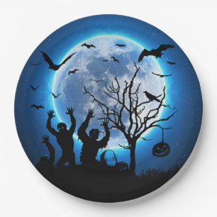 Assiettes En Carton Plaques de papier personnalisées Zombies Fullmoon