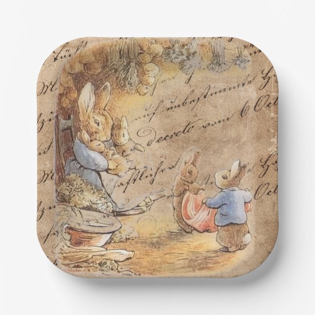 Assiettes En Carton Plaques de papier Peter Rabbit (famille) (Recto)