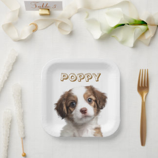 Assiettes En Carton Plaques de papier photo et nom de chien personnali