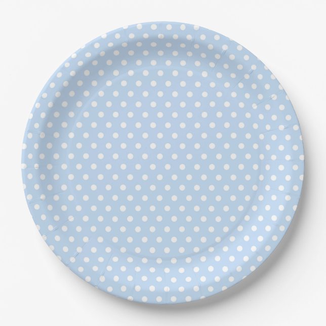 Assiettes En Carton Plaques de papier Polka bleu blanc (Devant)