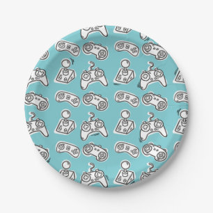 Assiettes En Carton Plaques de papier pour l'anniversaire du jeu vidé