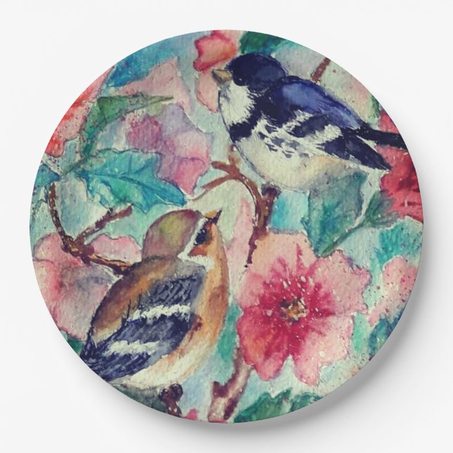 Assiettes En Carton Plaques de papier pour oiseaux de printemps - Pein (Devant)