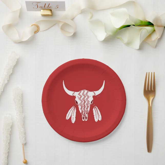 Assiettes En Carton Plaques de papier Red Ghost Dance Buffalo (Mariage)