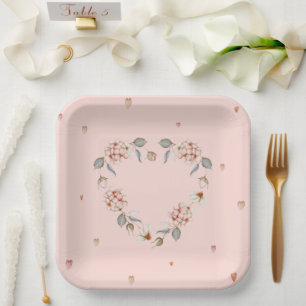Assiettes En Carton Plaques de papier romantique de la Saint-Valentin 