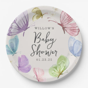 Assiettes En Carton Plaques de papier rond à Baby shower papillon Boho